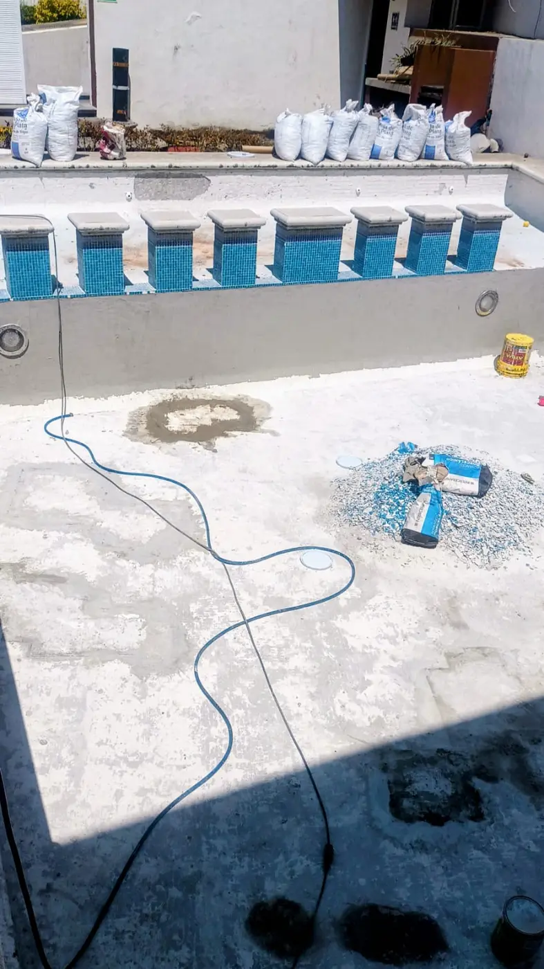 Professional pool waterproofing process